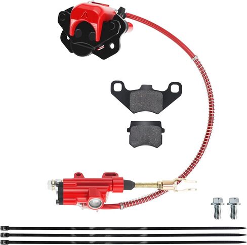 PRO BAT Rear Brake Master Cylinder Caliper With Brake Pad Assembly for 50cc 70cc 90cc 110cc 125cc Chinese Quad Taotao Coolster ATV Kids Four Wheeler, red in Saudi Arabia