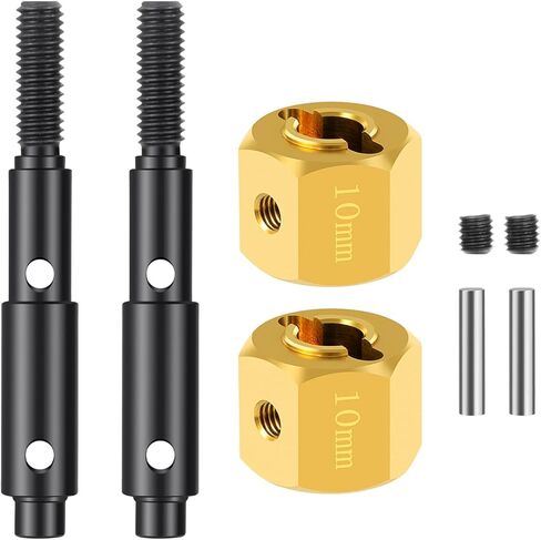 RCLIONS Brass Extended +10mm Wheel Hubs Hex with Steel Stub Axle for Redcat Ascent 1/10th RC Crawler Car Upgrades Parts in Saudi Arabia