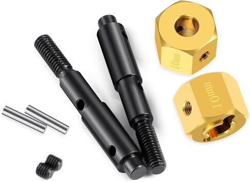 RCLIONS Brass Extended +10mm Wheel Hubs Hex with Steel Stub Axle for Redcat Ascent 1/10th RC Crawler Car Upgrades Parts in Saudi Arabia