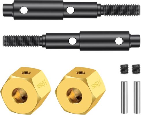 RCLIONS Brass Extended +10mm Wheel Hubs Hex with Steel Stub Axle for Redcat Ascent 1/10th RC Crawler Car Upgrades Parts in Saudi Arabia