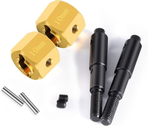 RCLIONS Brass Extended +10mm Wheel Hubs Hex with Steel Stub Axle for Redcat Ascent 1/10th RC Crawler Car Upgrades Parts in Saudi Arabia