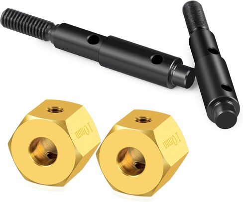 RCLIONS Brass Extended +10mm Wheel Hubs Hex with Steel Stub Axle for Redcat Ascent 1/10th RC Crawler Car Upgrades Parts in Saudi Arabia