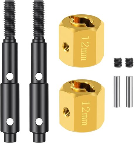 RCLIONS Brass Extended +10mm Wheel Hubs Hex with Steel Stub Axle for Redcat Ascent 1/10th RC Crawler Car Upgrades Parts in Saudi Arabia