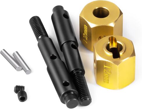 RCLIONS Brass Extended +10mm Wheel Hubs Hex with Steel Stub Axle for Redcat Ascent 1/10th RC Crawler Car Upgrades Parts in Saudi Arabia