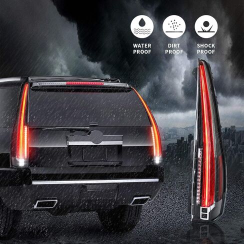 YUANZHENG Full LED Tail Lights Assembly for [Cadillac Escalade 3rd Gen SUV 2007 2008 2009 2010 2011 2012 2013 2014] Rear Lamp with Red Turn Signal, YAB-KLD-0156C (smoke) in Saudi Arabia