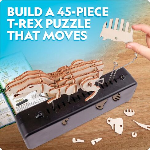 National Geographic Motorized Shark 3D Puzzle - 45-Piece 3D Wood Model Kit with Light-Up Motorized Display Base with 8 Light Settings, 3D Puzzles for Kids, Wooden Animal Puzzle, Shark Toy in Kuwait