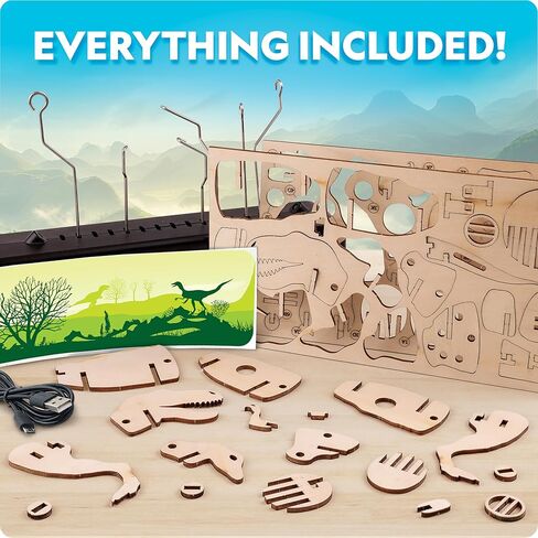 National Geographic Motorized Shark 3D Puzzle - 45-Piece 3D Wood Model Kit with Light-Up Motorized Display Base with 8 Light Settings, 3D Puzzles for Kids, Wooden Animal Puzzle, Shark Toy in Kuwait