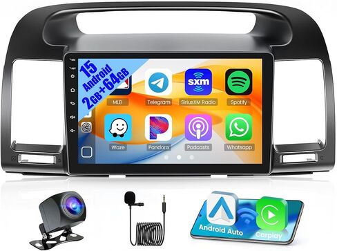 [2G+64G] Hikity Stereo for Toyota Camry 2000-2006, 9 Inch Android 13 Stereo Touch Screen Wireless Apple Carplay Android Auto Radio with GPS Navigation WiFi Bluetooth Backup Camera in Saudi Arabia
