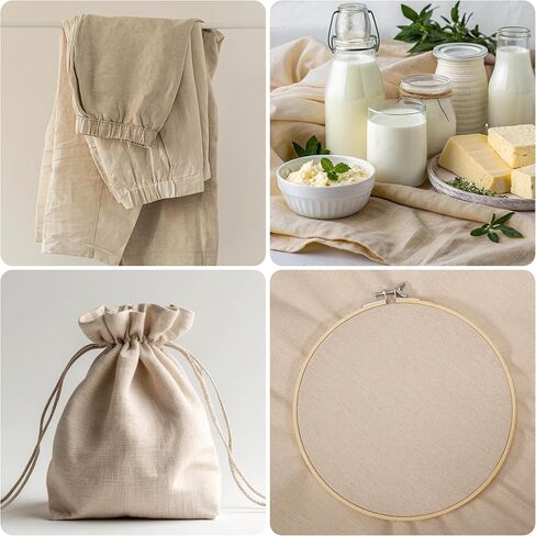 Caydo Creamy White Linen Needlework Fabric, 19 by 62 Inch Embroidery Linen for Sewing Clothing and Handicraft Production in Saudi Arabia