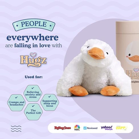 Hugz Official Quackers The Duck – Premium Weighted Stuffed Plushie 3.8 lb for Adults & Kids – Microwavable Stuffed Animal – Heatable & Coolable – Super Soft Fur – Gift Ready Tube Packaging in Saudi Arabia