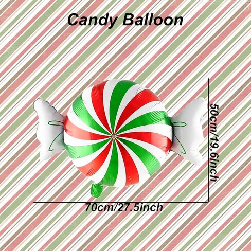 6 Pcs Candy Balloons, Red White Candyland Balloons Christmas Foil Balloons for Christmas Balloons Decorations in Saudi Arabia
