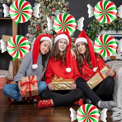 6 Pcs Candy Balloons, Red White Candyland Balloons Christmas Foil Balloons for Christmas Balloons Decorations in Saudi Arabia