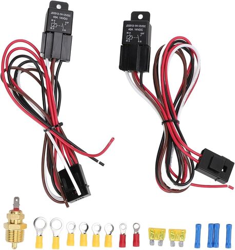 مجموعة ترحيل المروحة الكهربائية المزدوجة، مجموعة أسلاك المروحة الكهربائية المزدوجة 12VDC 185 درجة فهرنهايت على 175 درجة فهرنهايت قبالة مجموعة ترموستات مرحل المروحة الكهربائية لمراوح 10 12 14 16 بوصة in Saudi Arabia