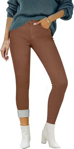 Utyful Womens Fleece Lined Jeans High Waisted Stretch Thermal Fleece Denim Jeggings Skinny Warm Leggings Lined Pants Winter in Kuwait