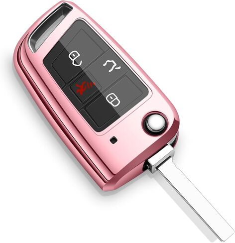 غطاء مفتاح السيارة فوب متوافق مع Volkswagen VW GTI MK7.5 MK7 حافظة مفاتيح قابلة للطي ملحقات حماية 2021 2020 2019 2018 2017 2016 2015 in Kuwait