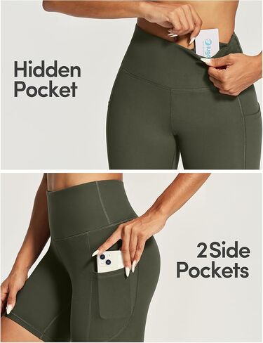 IUGA Biker Shorts Women 6" Workout Shorts Women with Pockets High Waisted Yoga Running Gym Spandex Compression Shorts Azure in Kuwait