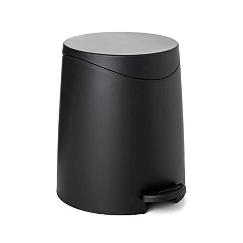 Superio Mini Bathroom Trash Can with Lid 3 Liter, Plastic Waste Bin 0.75 Gallon, Modern Flat Lid Step On Trash Can with Foot Pedal, for Bathroom, Bedroom, Office, Under Desk, Soft Close (2, Black) in Saudi Arabia