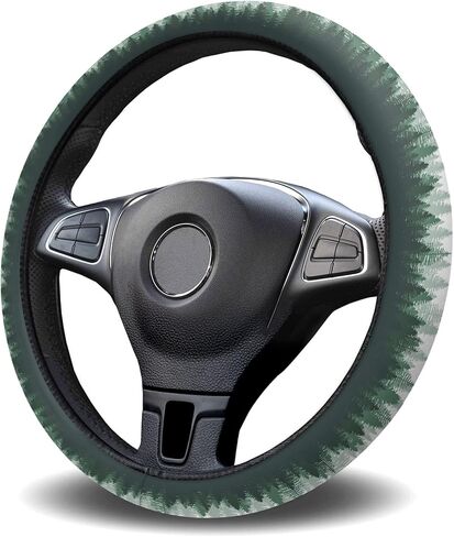 Steering Wheel Covers Green Forest Tree Universal Steering Wheel Covers Misty Forest Tree Silhouette Nature Automotive Steering Wheel Grip Wrap Car Accessories Protective Case Cover for Suv, Truck in Saudi Arabia