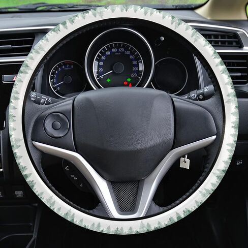 Steering Wheel Covers Green Forest Tree Universal Steering Wheel Covers Misty Forest Tree Silhouette Nature Automotive Steering Wheel Grip Wrap Car Accessories Protective Case Cover for Suv, Truck in Saudi Arabia