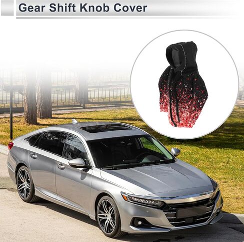 1 Pc Universal Gear Shift Knob Cover Automotive Manual Stick Shifting Handle Protector Flower Hoodie Style Black,Red Polyester in Saudi Arabia