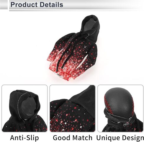 1 Pc Universal Gear Shift Knob Cover Automotive Manual Stick Shifting Handle Protector Flower Hoodie Style Black,Red Polyester in Saudi Arabia