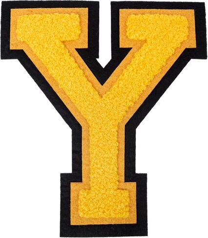1 PCS 6 Inch Yellow Chenille Letters Patches - Iron On Varsity Alphabet, Large Letters for Clothing, Backpacks, Hats, Jeans with Black Border (A) in Saudi Arabia