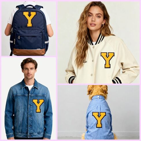 1 PCS 6 Inch Yellow Chenille Letters Patches - Iron On Varsity Alphabet, Large Letters for Clothing, Backpacks, Hats, Jeans with Black Border (A) in Saudi Arabia
