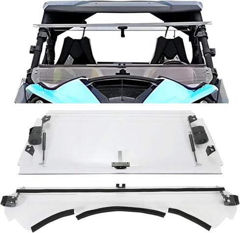 HECASA 2-IN-1 Scratch Resistant Windshield Compatible with 2013-2018 Can-Am Maverick/2014-2018 Maverick Max/2015-2017 Maverick Turbo Max Folding Flip Stretch Bracket Included in Saudi Arabia