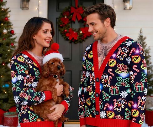 Mens Ugly Christmas Sweatshirt Fake Two Pieces 3D Printed Funny Sweater Shirts Pullover for Xmas Holiday Party in Saudi Arabia