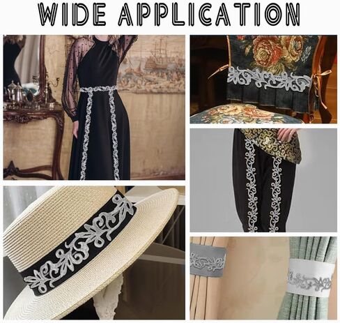 PH PandaHall Silver Embroidery Ribbons Leaf Iron on Patch Embroidered Appliques Lace Ribbon 1-1/2 Inch Wide Craft Lace Trim for Sewing Supplies Costumes Dress Garment DIY Crafts 4 Yards in Saudi Arabia