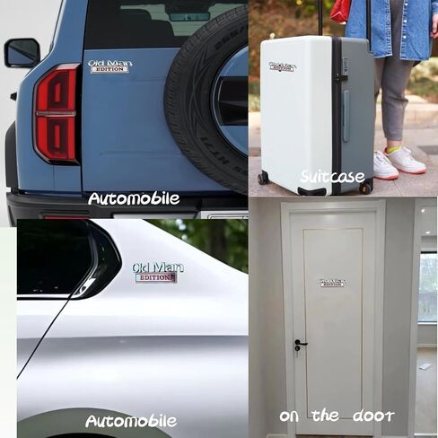 قطعتان من شعار السيارة Old Man Edition، ملصقات سيارة معدنية مقاومة للماء ثلاثية الأبعاد، للسيارات والشاحنات وسيارات الدفع الرباعي والدراجات النارية، شارة السيارات المصنوعة من سبائك الزنك الممتازة (فضي وأحمر) in Kuwait