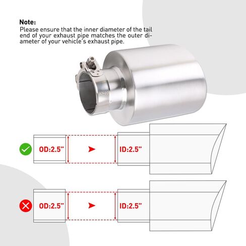 Exhaust Tips 2.5" Inlet 4.5" Outlet 6.7" Long Exhaust Tailpipe Stainless Steel Clamp On Universal Adjustable Diesel Trucks Car Angle Cut in Saudi Arabia