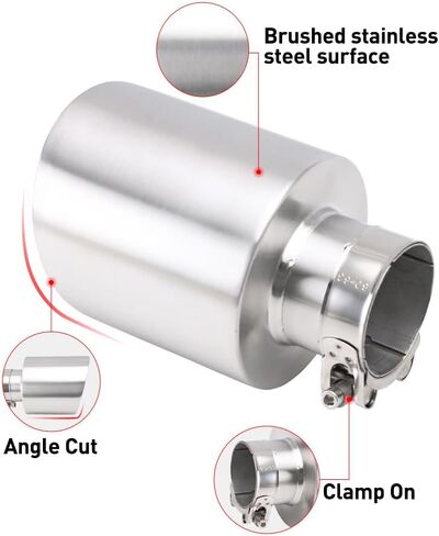 Exhaust Tips 2.5" Inlet 4.5" Outlet 6.7" Long Exhaust Tailpipe Stainless Steel Clamp On Universal Adjustable Diesel Trucks Car Angle Cut in Saudi Arabia