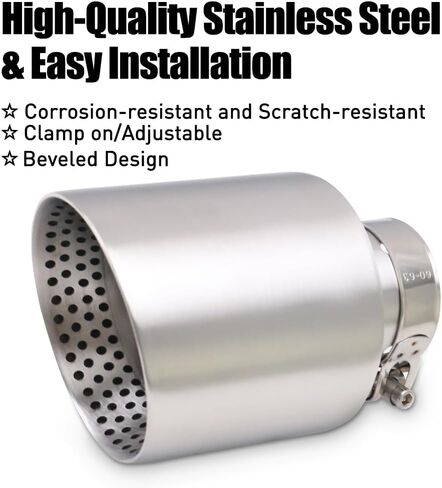 Exhaust Tips 2.5" Inlet 4.5" Outlet 6.7" Long Exhaust Tailpipe Stainless Steel Clamp On Universal Adjustable Diesel Trucks Car Angle Cut in Saudi Arabia