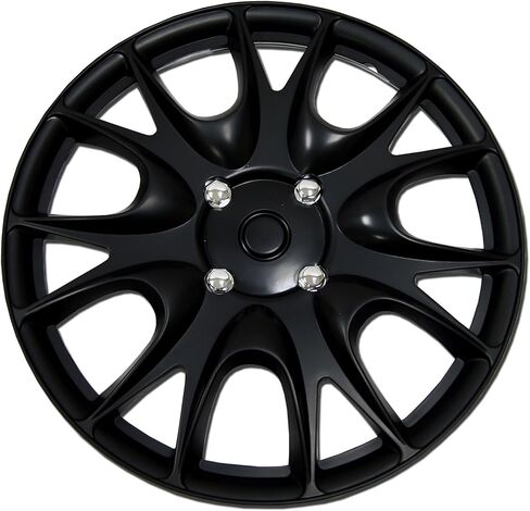 Tuningpros WC-15-3533-B - Pack of 4 Hubcaps - 15-Inches Style Snap-On (Pop-On) Type Matte Black Wheel Covers Hub-caps in Saudi Arabia