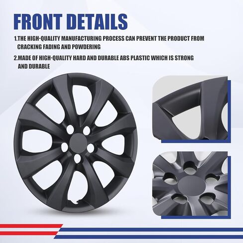 مجموعة ROXX 4 قطع لغطاء حافة العجلة مقاس 16 بوصة بديلة لسيارة Toyota Corolla 2020-2026، Toyota Corolla Hybrid 2023-2026 (تناسب فقط العجلة الفولاذية)، غطاء محور Snap On Car Truck SUV (5112، أسود غير لامع) in Saudi Arabia