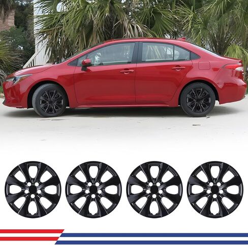 مجموعة ROXX 4 قطع لغطاء حافة العجلة مقاس 16 بوصة بديلة لسيارة Toyota Corolla 2020-2026، Toyota Corolla Hybrid 2023-2026 (تناسب فقط العجلة الفولاذية)، غطاء محور Snap On Car Truck SUV (5112، أسود غير لامع) in Saudi Arabia