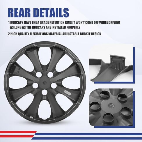مجموعة ROXX 4 قطع لغطاء حافة العجلة مقاس 16 بوصة بديلة لسيارة Toyota Corolla 2020-2026، Toyota Corolla Hybrid 2023-2026 (تناسب فقط العجلة الفولاذية)، غطاء محور Snap On Car Truck SUV (5112، أسود غير لامع) in Saudi Arabia