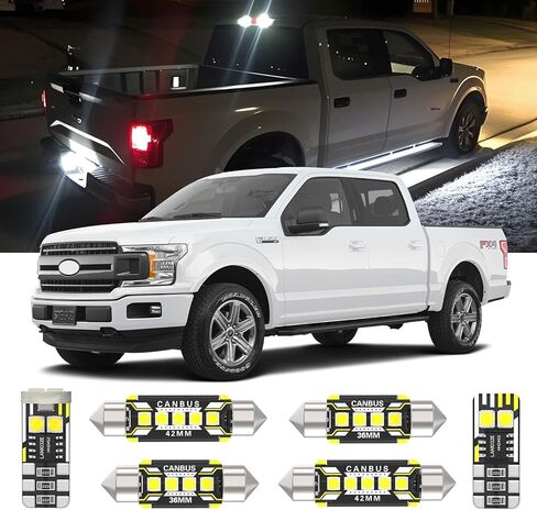 AENVTOL 9 قطع مصابيح LED داخلية بديلة لسيارة Ford F-150 F150 2015-2020 لمبة LED داخلية بيضاء مع أداة تثبيت in Saudi Arabia