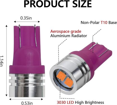 wuyaoyao 6 قطع 194 لمبة إضاءة LED، T10 168 W5W 2825 لمبة بديلة لمصابيح السيارة، مصابيح LED فائقة السطوع للسيارة الداخلية لوحة القيادة قبة خريطة لوحة لوحة القيادة أضواء لوحة الترخيص (وردي داكن) in Kuwait