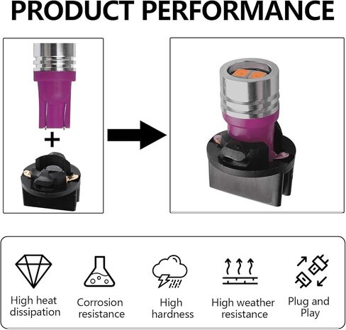 wuyaoyao 6 قطع 194 لمبة إضاءة LED، T10 168 W5W 2825 لمبة بديلة لمصابيح السيارة، مصابيح LED فائقة السطوع للسيارة الداخلية لوحة القيادة قبة خريطة لوحة لوحة القيادة أضواء لوحة الترخيص (وردي داكن) in Kuwait