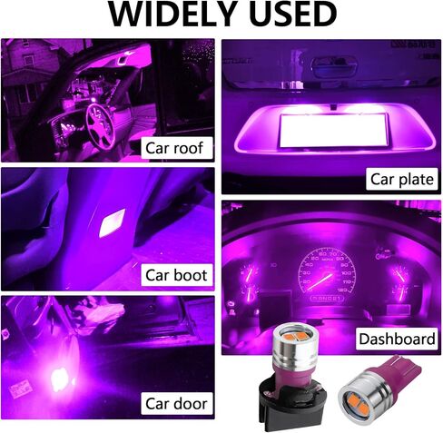 wuyaoyao 6 قطع 194 لمبة إضاءة LED، T10 168 W5W 2825 لمبة بديلة لمصابيح السيارة، مصابيح LED فائقة السطوع للسيارة الداخلية لوحة القيادة قبة خريطة لوحة لوحة القيادة أضواء لوحة الترخيص (وردي داكن) in Kuwait