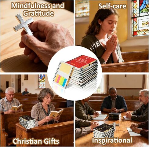 20 Pcs/10 Sets Christian Prayer Journal Bulk Spiral Notebooks with Sticky Notes, Spiral Notebooks 5.43"x 4.33"with Bible Ballpoint Pens - Faith Based Gifts for Women men, Church Members, Bible Study Groups & Church Families in Saudi Arabia