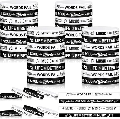 200pcs Music Silicone Bracelets Bulk Graduation Rubber Wristband with Inspirational Quote and Piano Notes Music Gifts Music Event Party Favors for Students Teachers Adults Musician, 4 Styles in Saudi Arabia