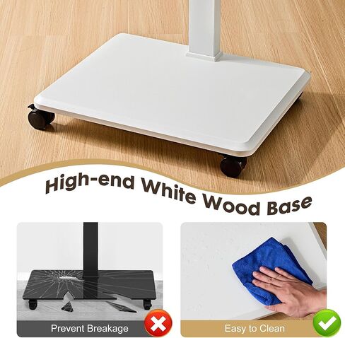 Rolling TV Stand for 32 to 65 70 Inch TVs, Portable TV Cart on Wheels with A Felt Bag, Height Adjustable, Holds up to 110 lbs for Corner, Bedroom, Living Room, Dorm, Max VESA 600x400mm, White in Saudi Arabia