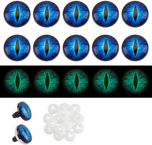 PH PandaHall 20 PCS Luminous Safety Craft Eye, 16mm Glow in The Dark Dragon Eye Cabochons Craft Crochet Eyes with Spacer for Crochet Stuffed Animal Teddy Bear Halloween Decor Making in Saudi Arabia