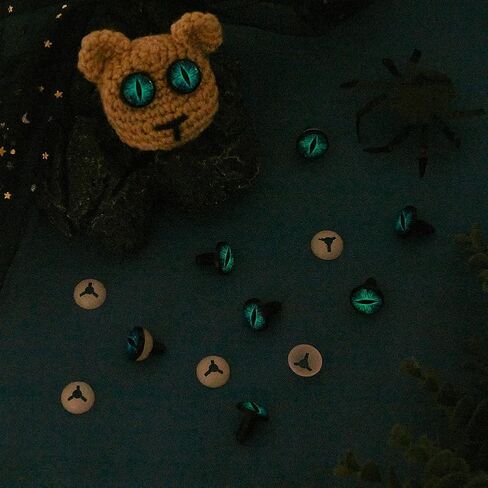 PH PandaHall 20 PCS Luminous Safety Craft Eye, 16mm Glow in The Dark Dragon Eye Cabochons Craft Crochet Eyes with Spacer for Crochet Stuffed Animal Teddy Bear Halloween Decor Making in Saudi Arabia