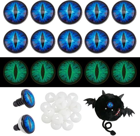 PH PandaHall 20 PCS Luminous Safety Craft Eye, 16mm Glow in The Dark Dragon Eye Cabochons Craft Crochet Eyes with Spacer for Crochet Stuffed Animal Teddy Bear Halloween Decor Making in Saudi Arabia