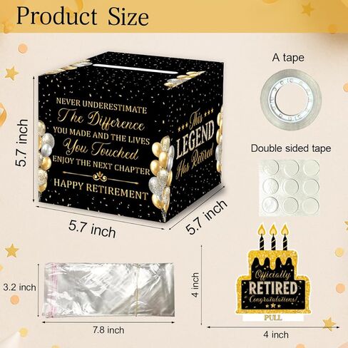 ChillHui Retirement Black and Golden Money Gift Box, Retired Birthday Money Pull Box for Women Men in Saudi Arabia