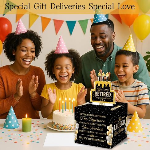 ChillHui Retirement Black and Golden Money Gift Box, Retired Birthday Money Pull Box for Women Men in Saudi Arabia